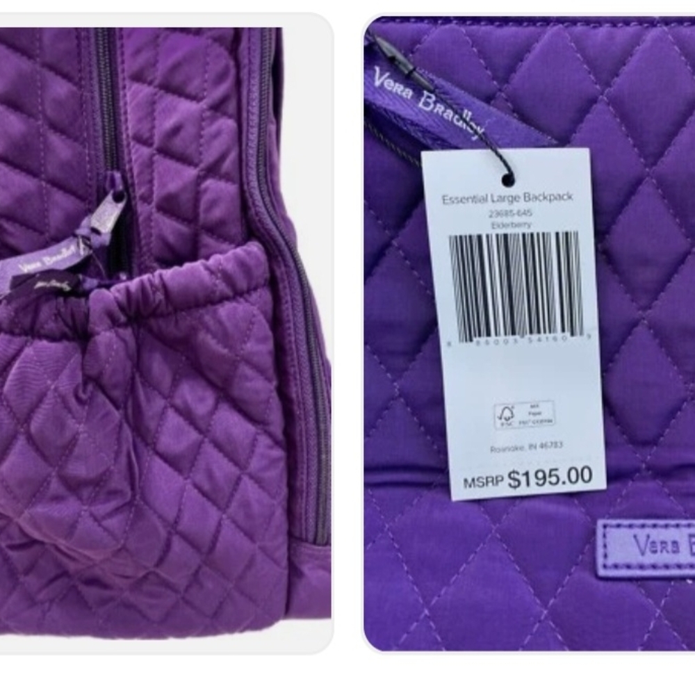 Vera Bradley Essential Large Backpack in Rich Purple - Picture 3 of 8